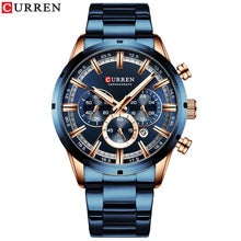 Load image into Gallery viewer, Curren Men's Watch Blue Dial Stainless Steel Band Date Mens Business Male Watches Waterproof Luxuries Men Wrist Watches for Men