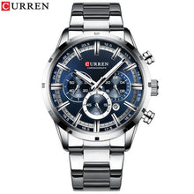 Load image into Gallery viewer, Curren Men's Watch Blue Dial Stainless Steel Band Date Mens Business Male Watches Waterproof Luxuries Men Wrist Watches for Men