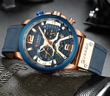 Load image into Gallery viewer, Fashion Sport Watches For Men Top Brand Luxury CURREN Military Leather Analog Wrist Watch Quartz Male Clock Relogio Masculino