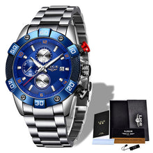 Load image into Gallery viewer, 2020 New Fashion Business Quartz Clock Male Top Brand Luxury Blue Wrist Watch For Men Silicone Waterproof Sport Chronograph+Box