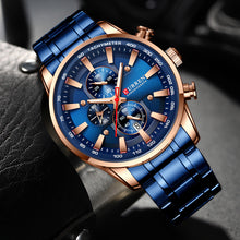 Load image into Gallery viewer, Relogio Masculino Mens Watches Top Brand Luxury Curren Business Watch Men 2019 Chronograph Wrist Watches For Men Blue Watches