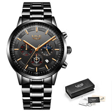 Load image into Gallery viewer, LIGE Top Brand Luxury New Fashion Simple Watch for Men Blue Dial Watch Mesh Belt Sport Waterproof Watches Moon Phase Wrist Watch